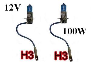 Żarówki (2szt.) Samochodowe H3 (12V) Xenon H.I.D. Blue Vision (moc 100W) - Homologowane.
