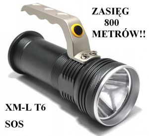 Metalowa Latarka Szperacz X-BALOG (zasięg do 800m!!) LED CREE + Stroboskop / SOS + Akcesoria.