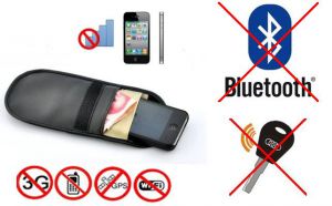 Pokrowiec na Tel. GSM, Smartfon, Kluczyk (chroni przed inwigilacją), Blokuje Sygnał GSM, GPS, Wifi.