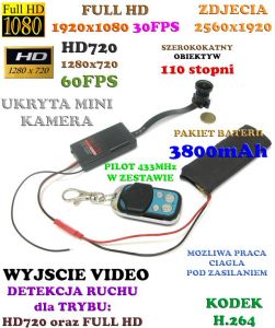 Mikro Kamera HD/Full HD (do ukrycia!) Nagrywająca Obraz + Dźwięk (7-dni Pracy!!) - Rybie OKO!!