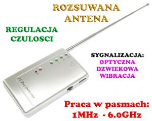Wykrywacz Podsłuchów, Kamer, Podsłuchów GSM, Lokalizatorów GPS...