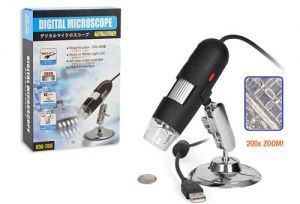 Mikroskop Cyfrowy USB o Powiększeniu 25-200x + Mocowanie + Doświetlenie i Akcesoria.
