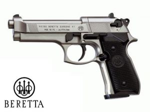 Pistolet Wiatrówka - BERETTA 92FS Nikiel Full Metal na Śruty Diabolo 4,5mm (napęd Co2).
