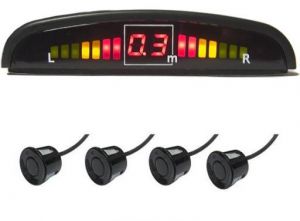Zestaw Czujników Parkowania: 4-Sensory (czarne) + Wyświetlacz LED + Sygnaliz. Dźwiękowa.
