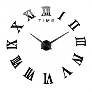 Duży Zegar Ścienny RETRO 3D (regulowana średnica od 65-150cm!!) - CZARNY.