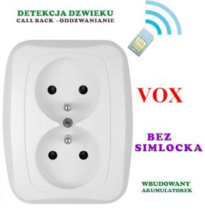Podsłuch Otoczenia (zasięg cały świat!!) Ukryty w Gniazdku Elektr. + VOX + Powiadomienie o Wejściu.