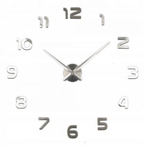 Duży Zegar Ścienny 3D (regulowana średnica od 65-150cm!!) - SREBRNY.