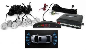 Czujniki Parkowania (przód i tył): 8-Sensorów Srebrnych + Sygnalizator Odległości Ledowo-Dźwiękowy.
