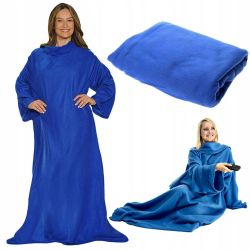 SNUGGIE - Mega Cieplutki Polarowy Duży Koc z Rękawami (180x138), Bluza - NIEBIESKI.