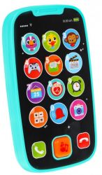 Zabawka - Edukacyjny Interaktywny Telefon Komórkowy GSM / SmartPhone - Niebieski.