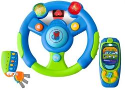 Zabawka Dziecięca: Kierownica Auto + Telefon GSM Smartphone + Kluczyk Pilot (Niebiesko-Zielony).