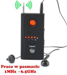 Laserowy Wykrywacz Podsłuchów, Kamer, Mikro-Kamer, Podsłuchów GSM, Lokalizatorów GPS CC + Słuchawki.