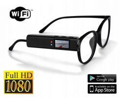 Okulary Kamera WiFi (Zasięg Cały Świat) 2.7K FULL HD FPV, Ekran LCD, Nagrywanie Obrazu Dźwięku.
