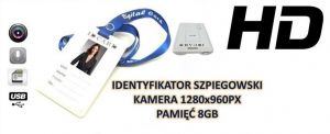 Szpiegowski Identyfikator Nagrywający Obraz HD + Dźwięk (8GB).