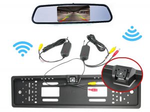 Zestaw Cofania: Kamera Bezprzewodowa w Ramce Tablicy Rejestracyjnej + Monitor LCD 4,3